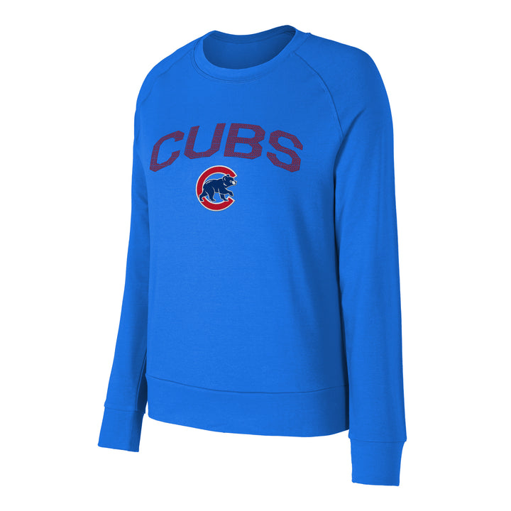 Chicago Cubs Walking Bear Women's Elevation Terry Crew by College Concepts Sweatshirts & Hoodies COLLEGE CONCEPTS