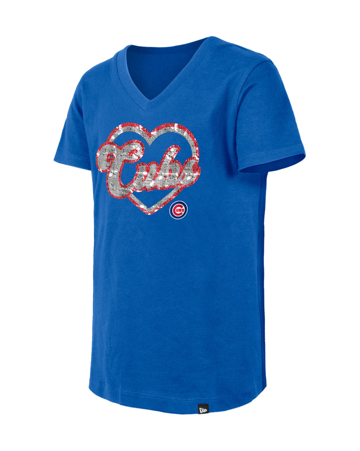 Chicago Cubs Girls Heart Script Royal Youth Tee by New Era Kids T-Shirt NEW ERA CAP COMPANY INC