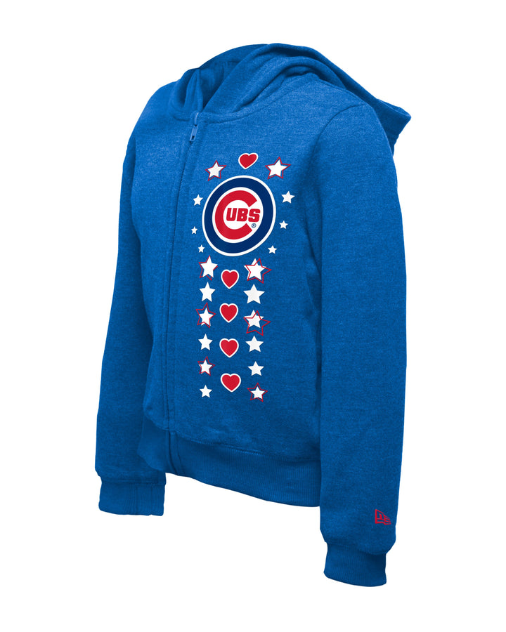 Chicago Cubs Logo Girls Heart Full Zip Royal Youth Hoodie by New Era Sweatshirts & Hoodies Ivy Shop