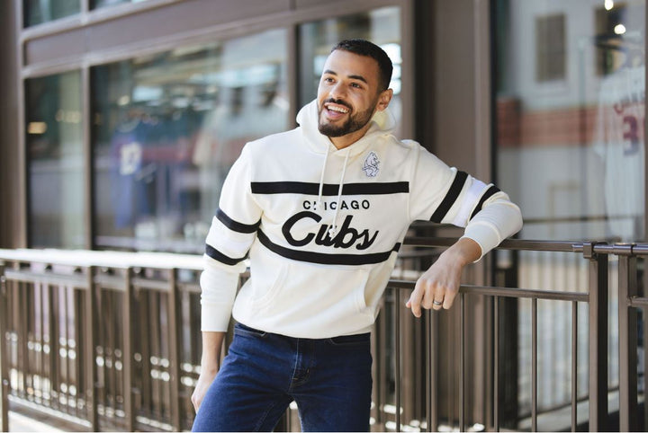 CHICAGO CUBS MITCHELL & NESS MEN'S 1914 HEAD COACH CREAM HOODIE Sweatshirts & Hoodies Ivy Shop