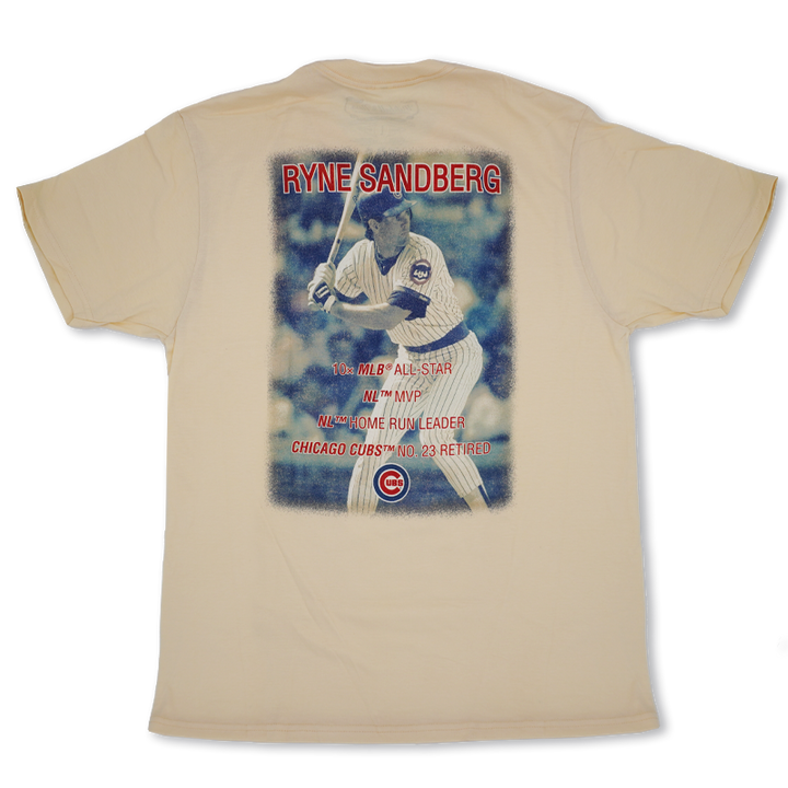 Chicago Cubs Mitchell & Ness Men's Tan Ryne Sandberg Tee by Mitchell & Ness Short Sleeve Tees MITCHELL & NESS
