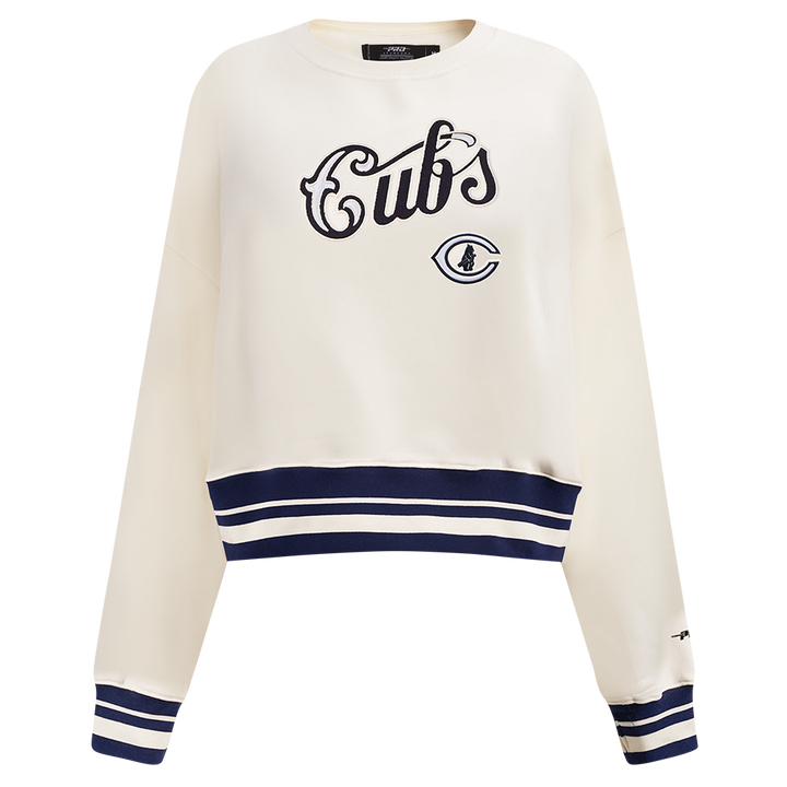 Chicago Cubs 1929 Logo Women's Cream Crewneck by Pro Standard Sweatshirts & Hoodies PRO STANDARD