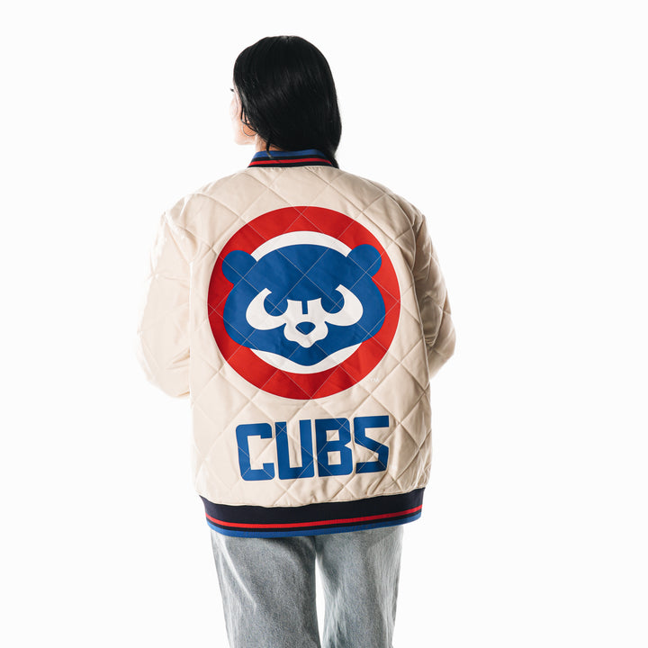 Chicago Cubs 1984 Women's Oversized Quilted Puffer Jacket by The Wild Collective Jackets & Outerwear THE WILD COLLECTIVE