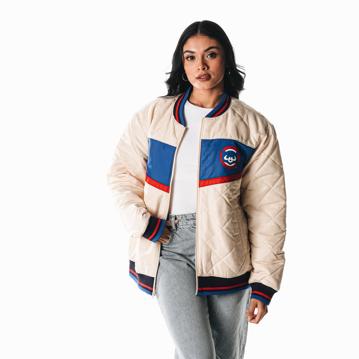 Chicago Cubs 1984 Women's Oversized Quilted Puffer Jacket by The Wild Collective Jackets & Outerwear THE WILD COLLECTIVE