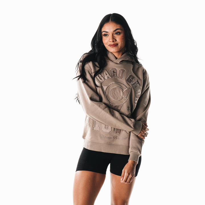 Chicago Cubs C Logo Women's Brown Tonal Hoodie by The Wild Collective Sweatshirts & Hoodies THE WILD COLLECTIVE