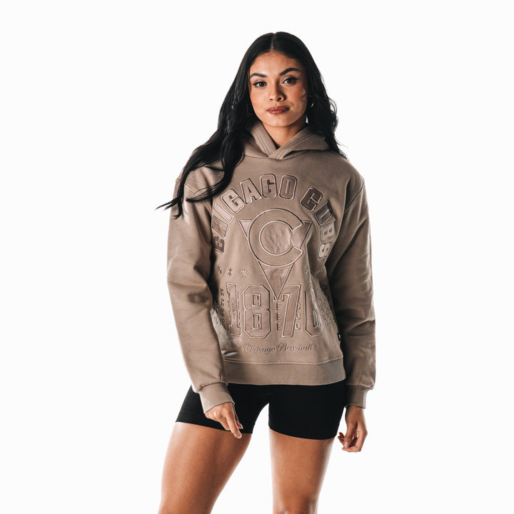 Chicago Cubs C Logo Women's Brown Tonal Hoodie by The Wild Collective Sweatshirts & Hoodies THE WILD COLLECTIVE