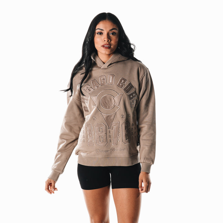Chicago Cubs C Logo Women's Brown Tonal Hoodie by The Wild Collective Sweatshirts & Hoodies THE WILD COLLECTIVE