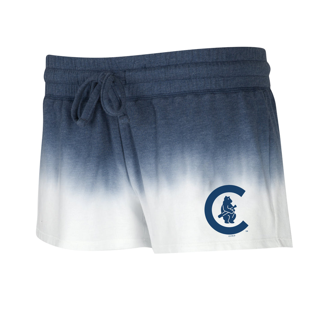 CHICAGO CUBS COLLEGE CONCEPTS WOMEN'S 1914 BLUE DIP DYE SHORTS Bottoms COLLEGE CONCEPTS