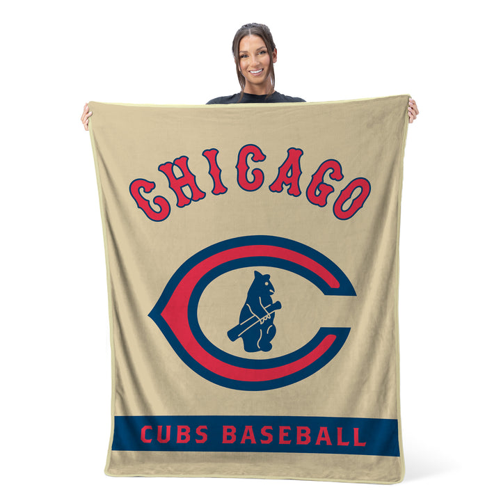 Chicago Cubs 1929 Logo Natural Tan Blanket Blankets NORTHWEST COMPANY