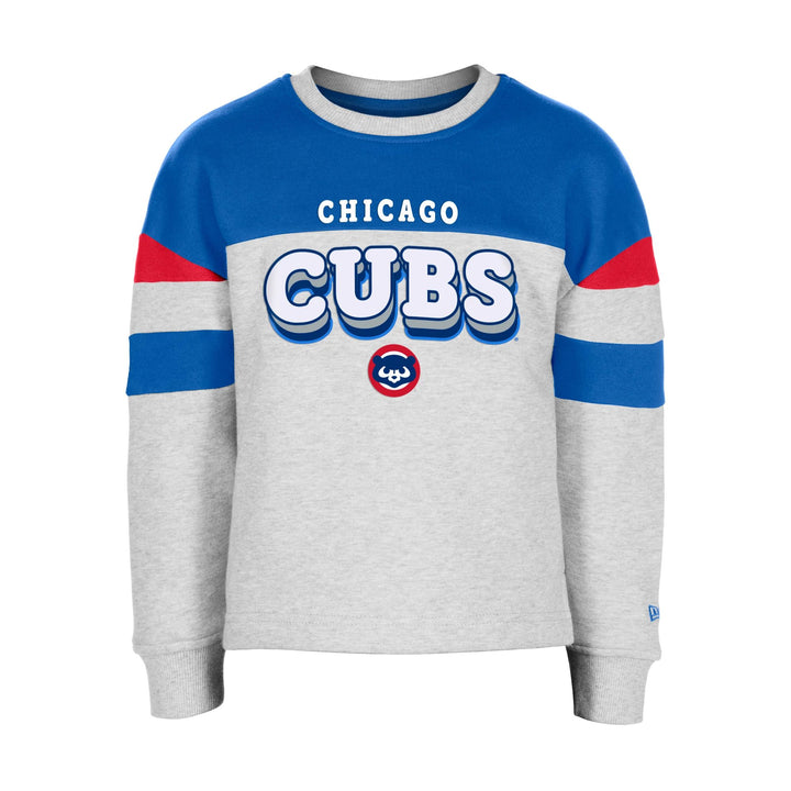 Chicago Cubs New Era Youth 1984 Bear Grey and Royal Blue Crew Neck Sweatshirt Sweatshirts & Hoodies NEW ERA CAP COMPANY INC