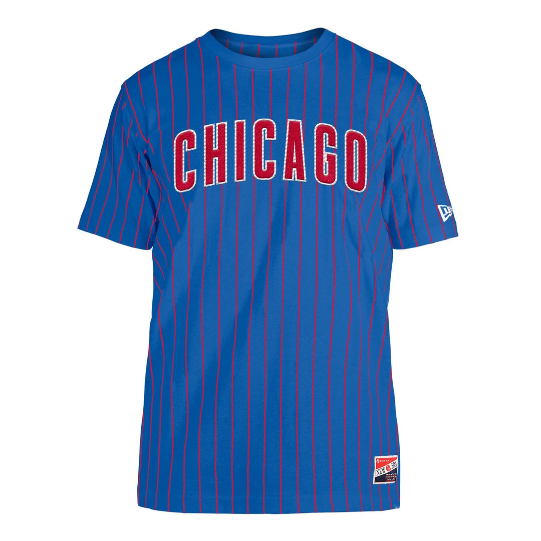 Chicago Cubs New Era Men's Bullseye Logo Pinstripe Royal Blue Tee Short Sleeve Tees NEW ERA CAP COMPANY INC