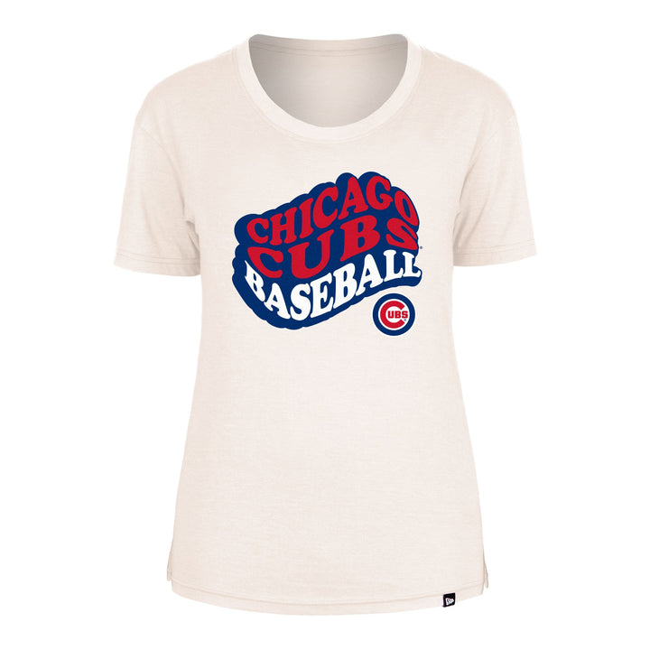 Chicago Cubs New Era Women's Ivory Open Back Tee Short Sleeve Tees NEW ERA CAP COMPANY INC