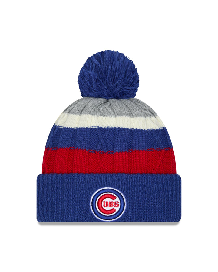 Chicago Cubs New Era Youth Bullseye Logo Cabled Knit Cap Knits NEW ERA CAP COMPANY INC