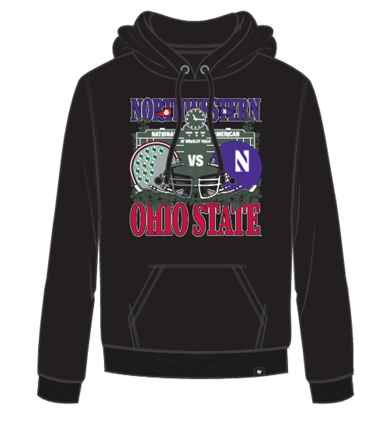 Wrigley Field Northwestern X Ohio State Dueling Football Hoodie Sweatshirts & Hoodies 47 BRAND