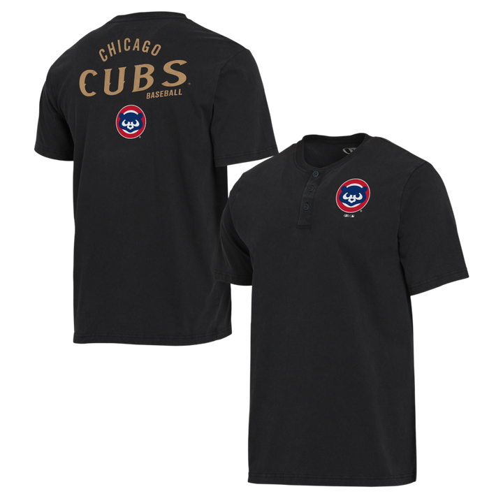 Chicago Cubs 1984 Bear Men's Black Henley Tee by Darius Rucker Short Sleeve Tees DARIUS RUCKER