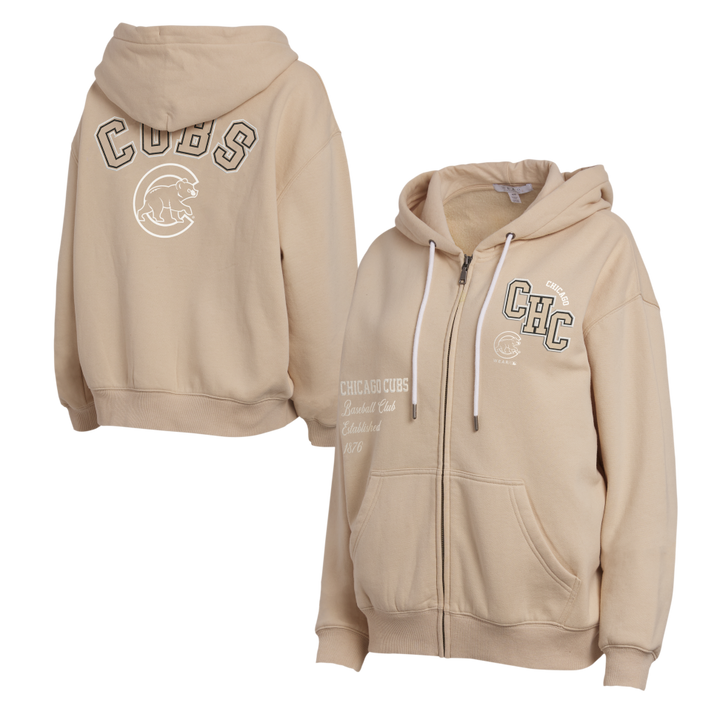 Chicago Cubs Women's Tonal Tan Zip Up Hoodie by WEAR by Erin Andrews Sweatshirts & Hoodies WEAR ERIN ANDREWS