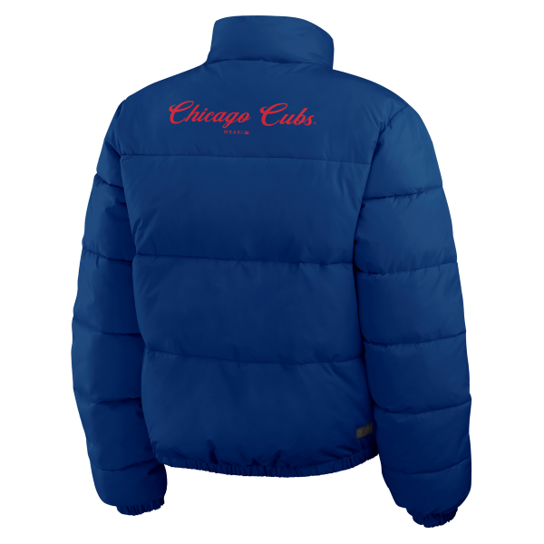 Chicago Cubs Walking Bear Women's Reversible Puffer Jacket by WEAR by Erin Andrews Jackets & Outerwear WEAR ERIN ANDREWS