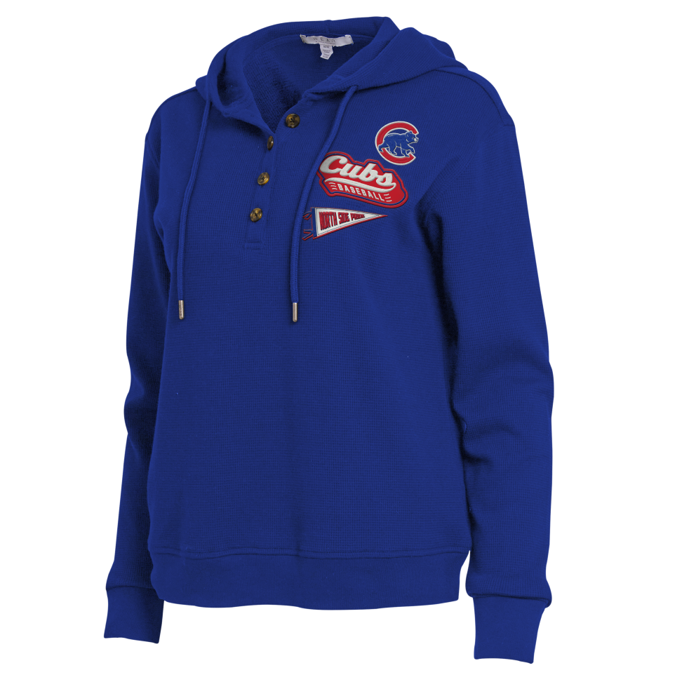 Chicago Cubs Women's Waffle Top Royal Blue Hoodie by WEAR by Erin Andrews Sweatshirts & Hoodies WEAR ERIN ANDREWS