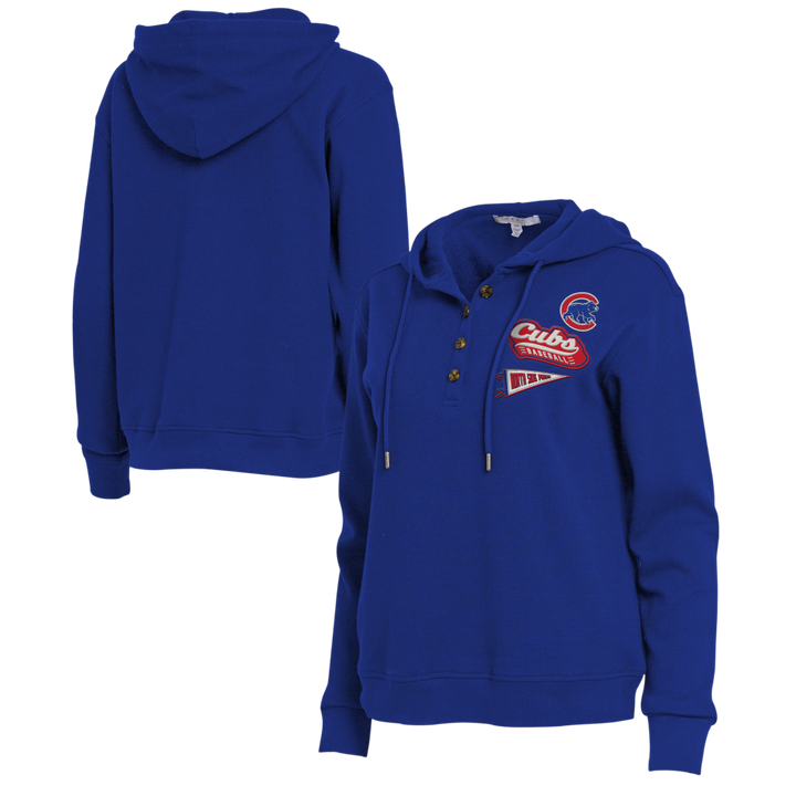 Chicago Cubs Women's Waffle Top Royal Blue Hoodie by WEAR by Erin Andrews Sweatshirts & Hoodies WEAR ERIN ANDREWS