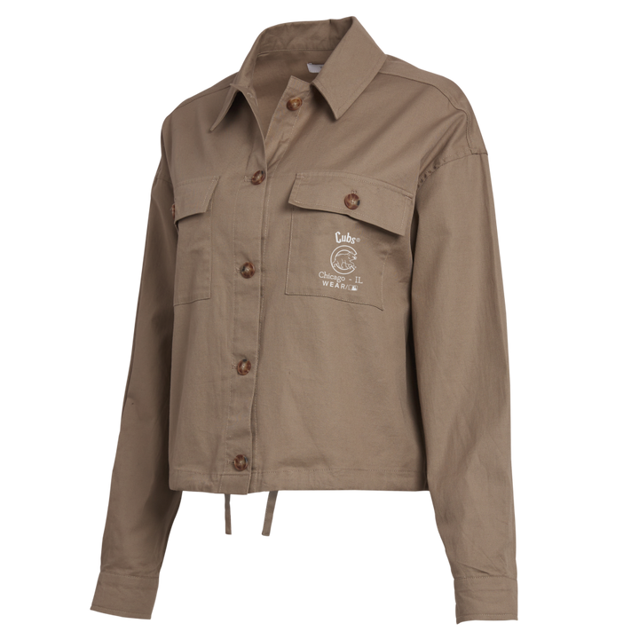 Chicago Cubs Women's Cinched Tan Jacket by WEAR by Erin Andrews Jackets & Outerwear WEAR ERIN ANDREWS