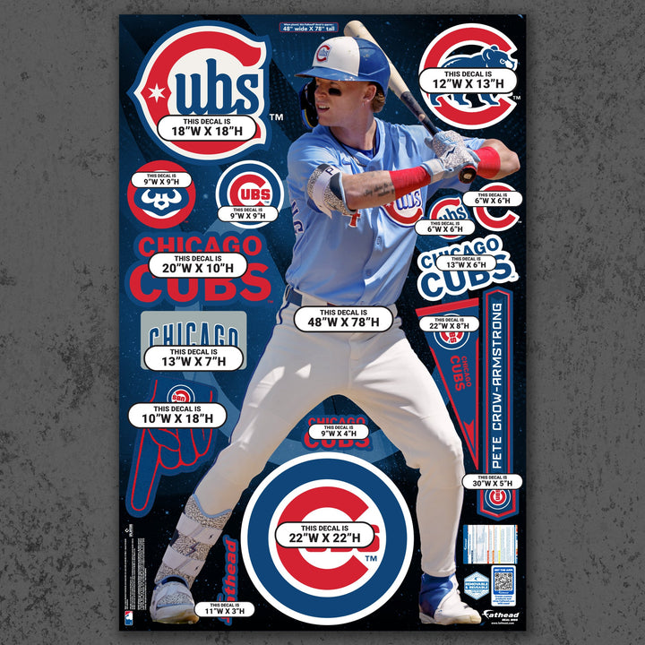 Pete Crow-Armstrong - RealBig Alternate Jersey Collection - Official MLB - Chicago Cubs - Reusable Vinyl Wall Decals