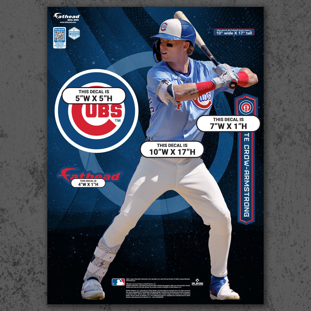 Pete Crow-Armstrong - RealBig Alternate Jersey Collection - Official MLB - Chicago Cubs - Reusable Vinyl Wall Decals