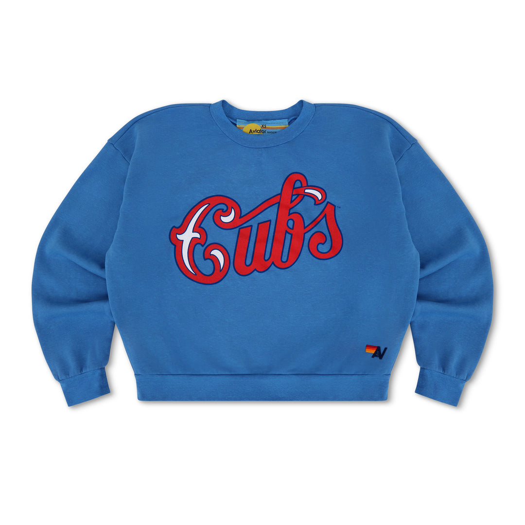 Chicago Cubs 1931 Script Relaxed Crew Sweatshirt in Sky Blue by Aviator Nation Sweatshirts &amp; Hoodies Aviator Nation
