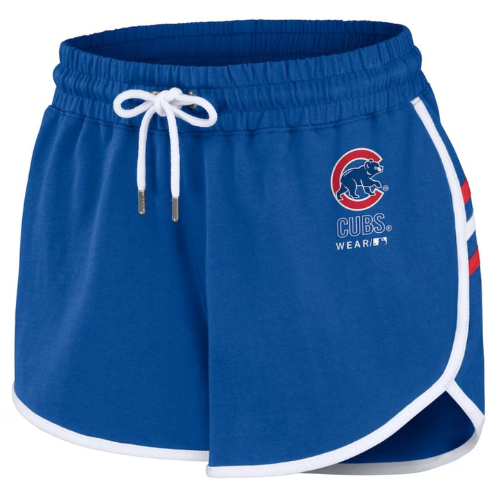 CHICAGO CUBS WEAR BY ERIN ANDREWS WOMEN'S WALKING BEAR LOGO ROYAL SHORTS