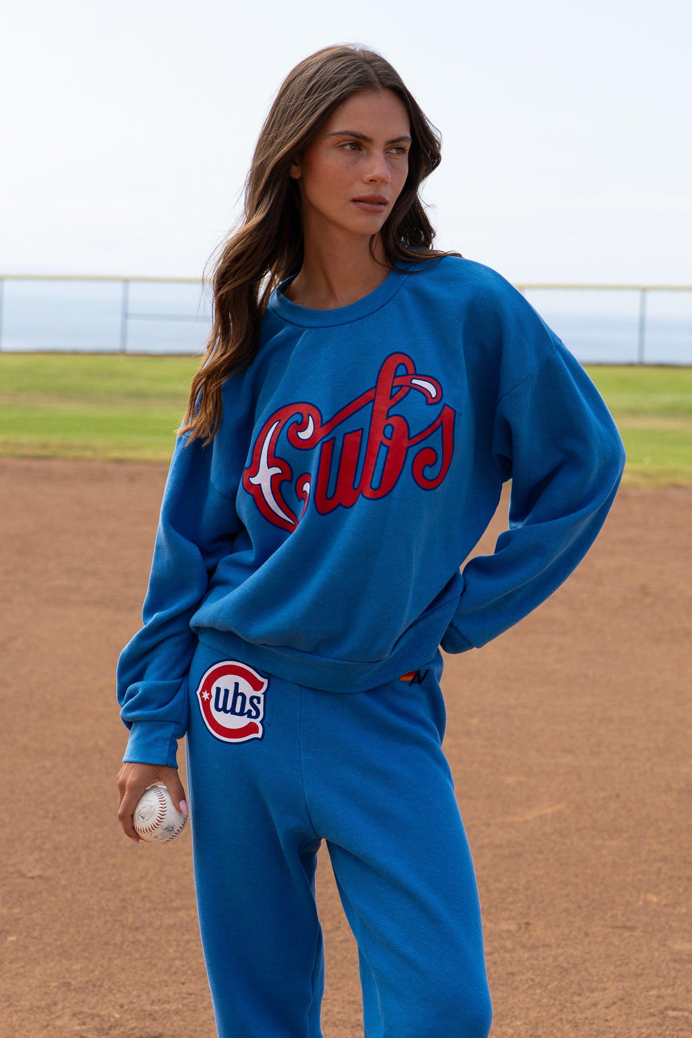 Chicago Cubs 1931 Script Relaxed Crew Sweatshirt in Sky Blue by Aviator Nation Sweatshirts & Hoodies Aviator Nation
