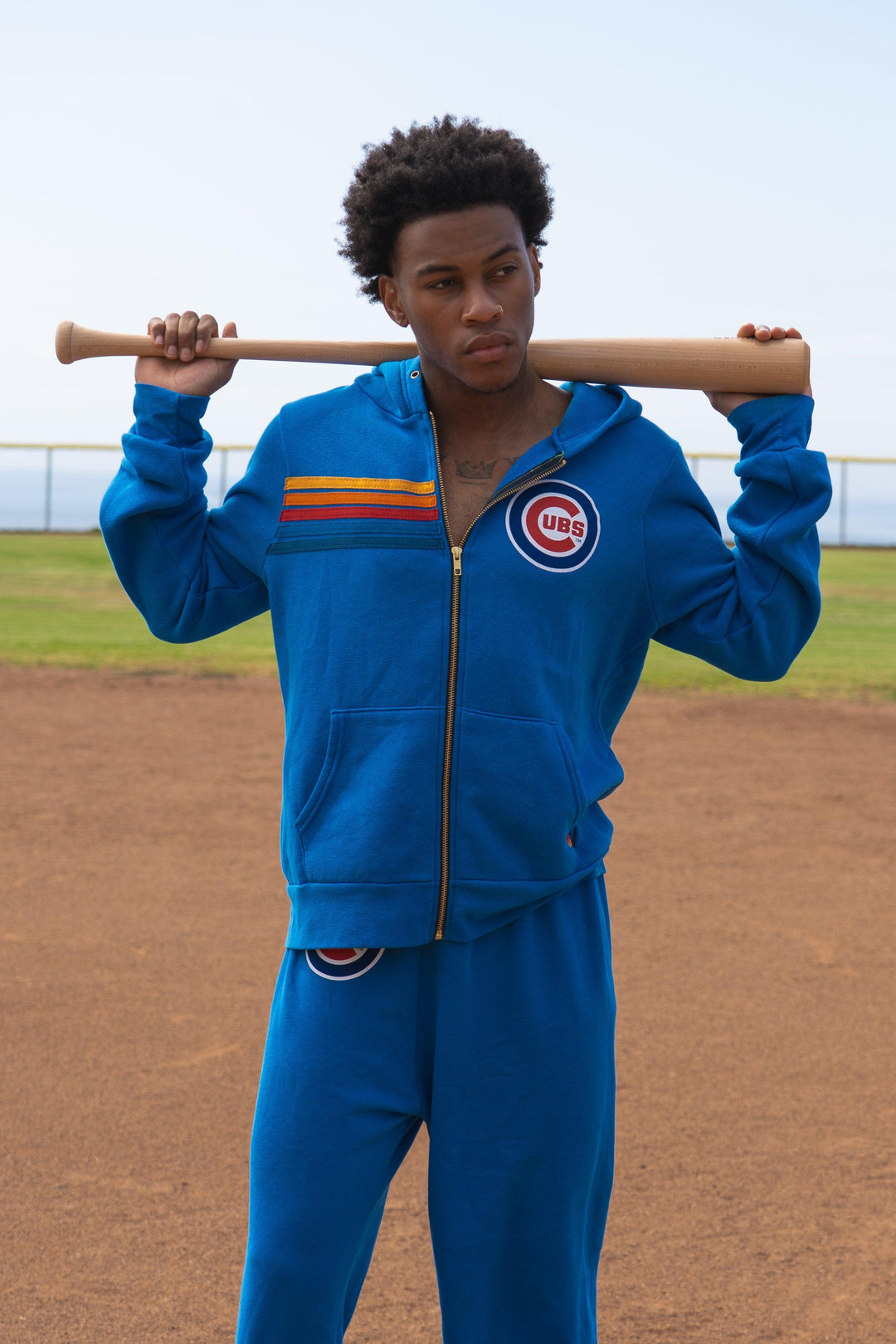 Chicago Cubs Logo Full-Zip Hoodie in Royal Blue by Aviator Nation Sweatshirts &amp; Hoodies Aviator Nation