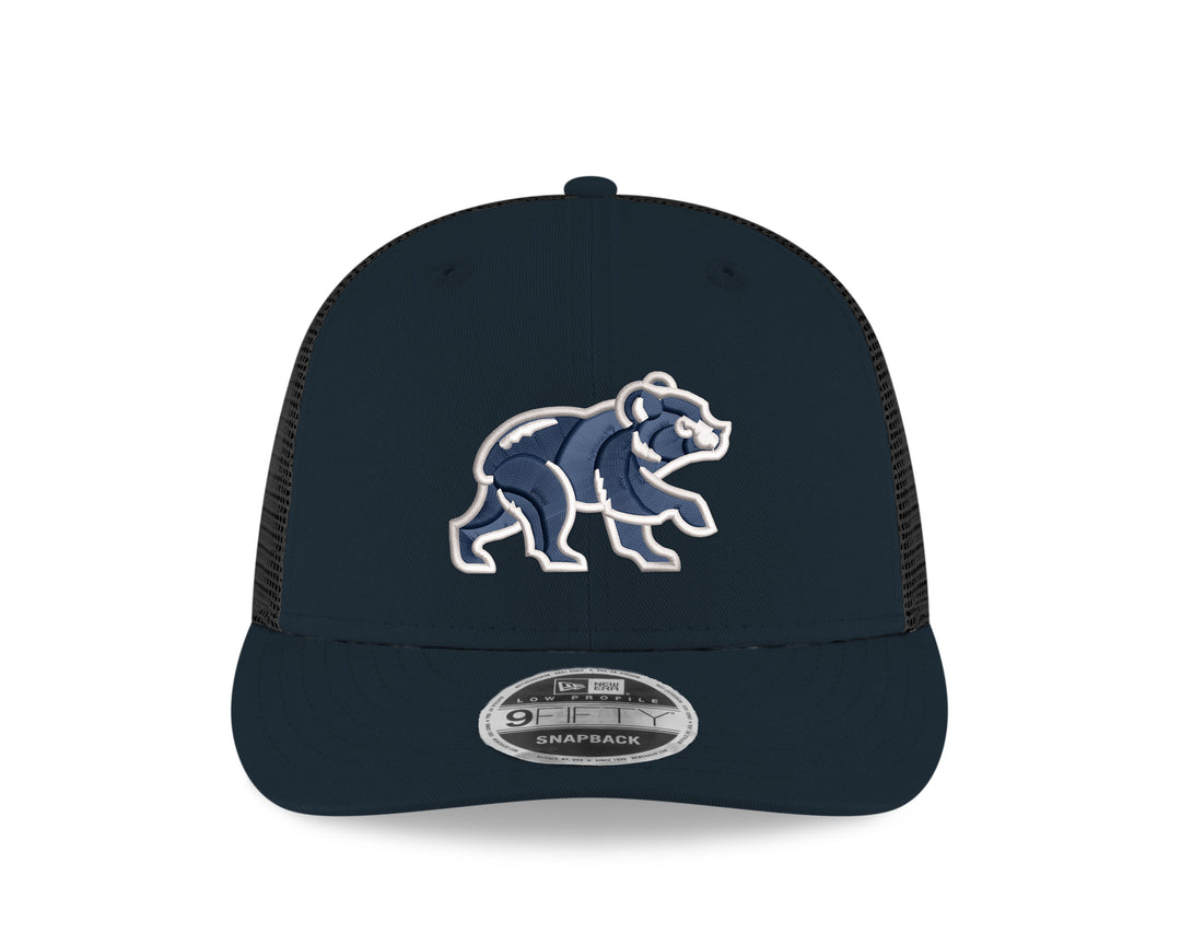 CHICAGO CUBS NEW ERA WALKING BEAR BLACK AND NAVY 950 SNAPBACK CAP