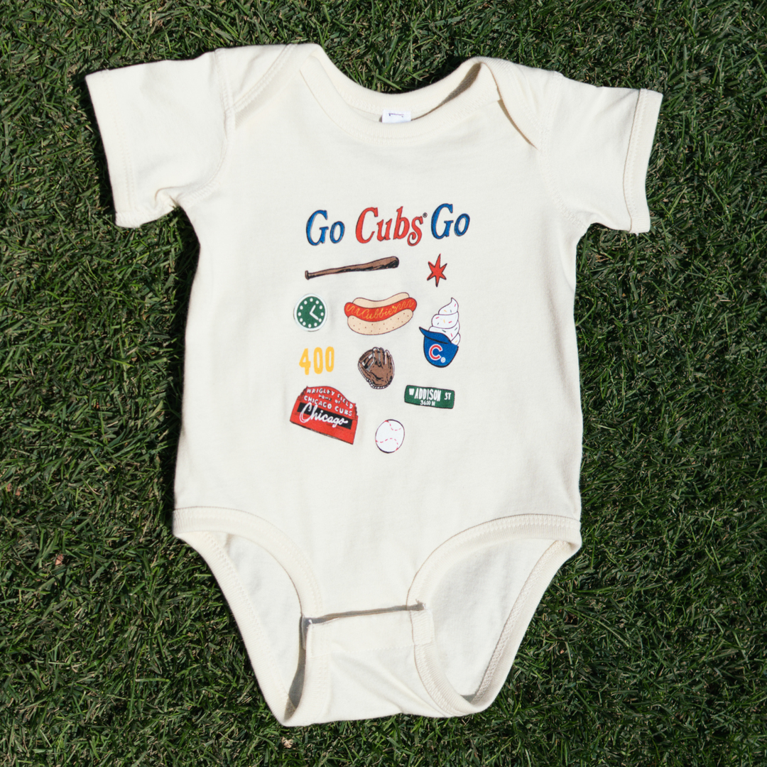Chicago Cubs x Mini Wonder Go Cubs Go Onesie — Cream Shirts SOFT AS A GRAPE