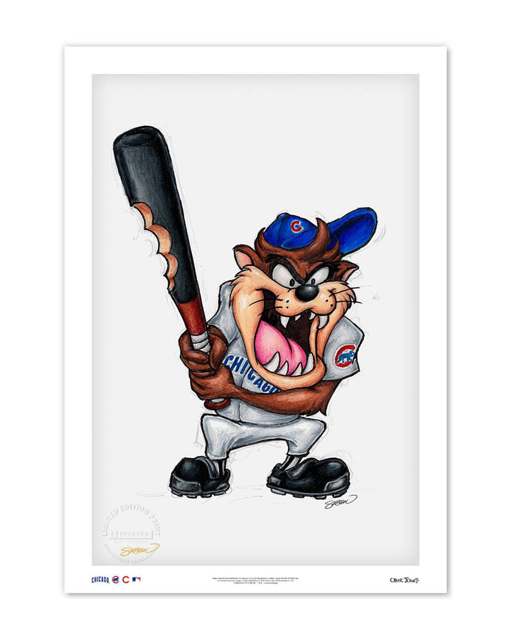 CHICAGO CUBS S. PRESTON TAZ ON DECK X CUBS ART PRINT