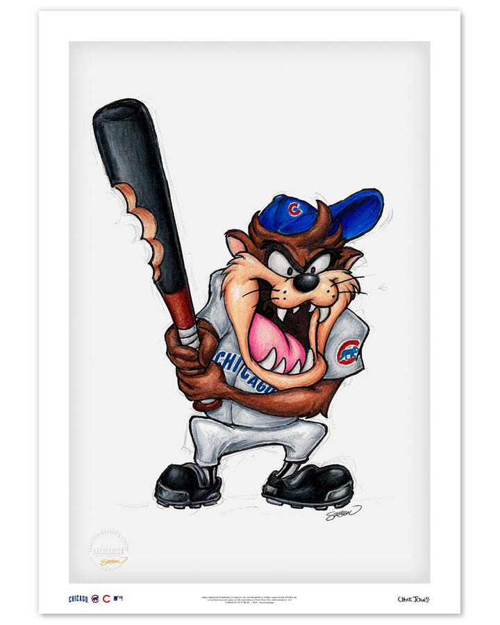 CHICAGO CUBS S. PRESTON TAZ ON DECK X CUBS ART PRINT