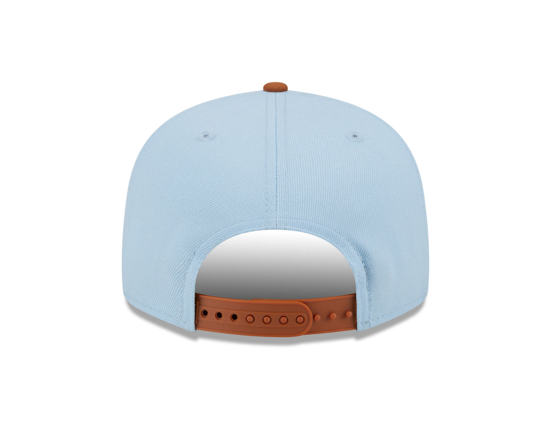 CHICAGO CUBS NEW ERA YOUTH AQUA AND BROWN SNAPBACK CAP