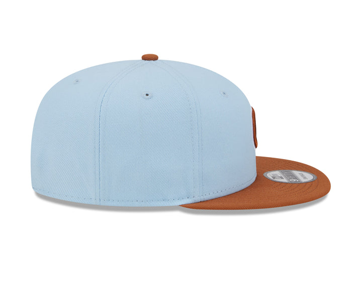 CHICAGO CUBS NEW ERA YOUTH AQUA AND BROWN SNAPBACK CAP