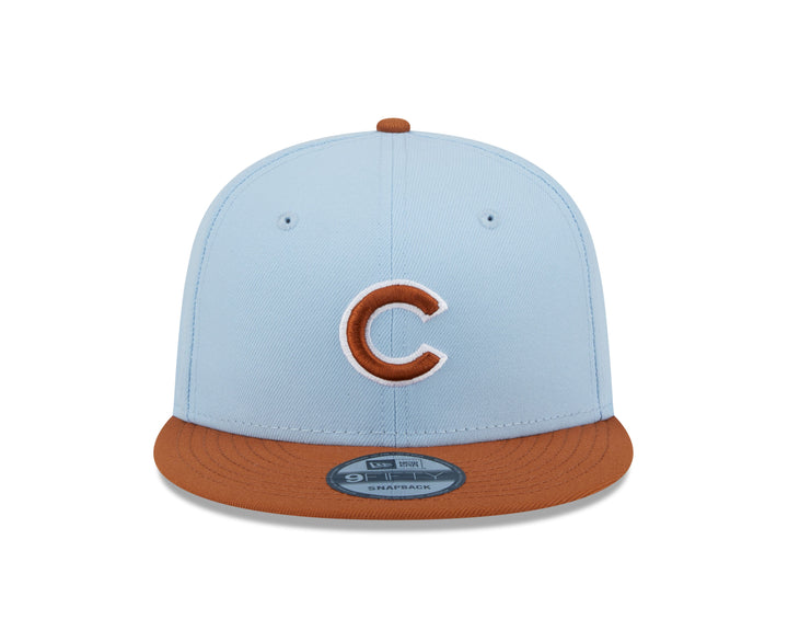 CHICAGO CUBS NEW ERA YOUTH AQUA AND BROWN SNAPBACK CAP