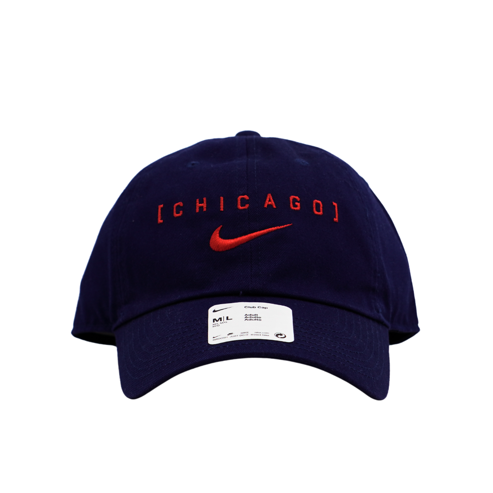 Chicago Cubs Nike Primetime Club Cap in Navy with Red Chicago Lettering Caps Ivy Shop