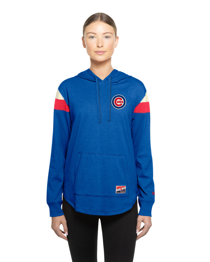 Chicago Cubs Logo Throwback Royal Women's Raglan Hoodie by New Era Sweatshirts & Hoodies NEW ERA CAP COMPANY INC