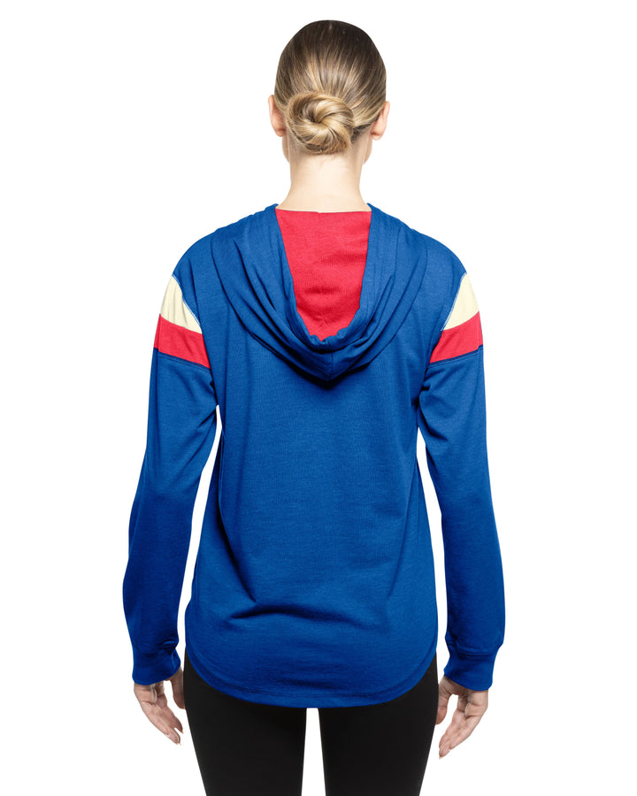 Chicago Cubs Logo Throwback Royal Women's Raglan Hoodie by New Era Sweatshirts & Hoodies NEW ERA CAP COMPANY INC