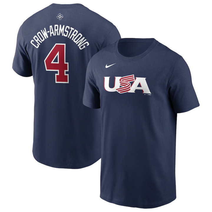 Pete Crow-Armstrong USA Baseball Navy Adult Tee by Nike Shirts Nike