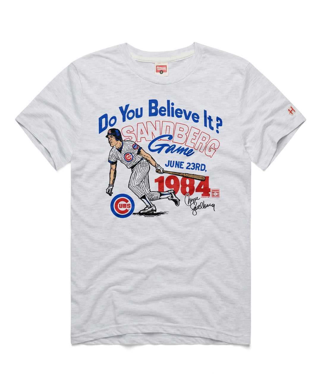 Chicago Cubs Ryne Sandberg Game Grey Tee by HOMAGE Short Sleeve Tee HOMAGE