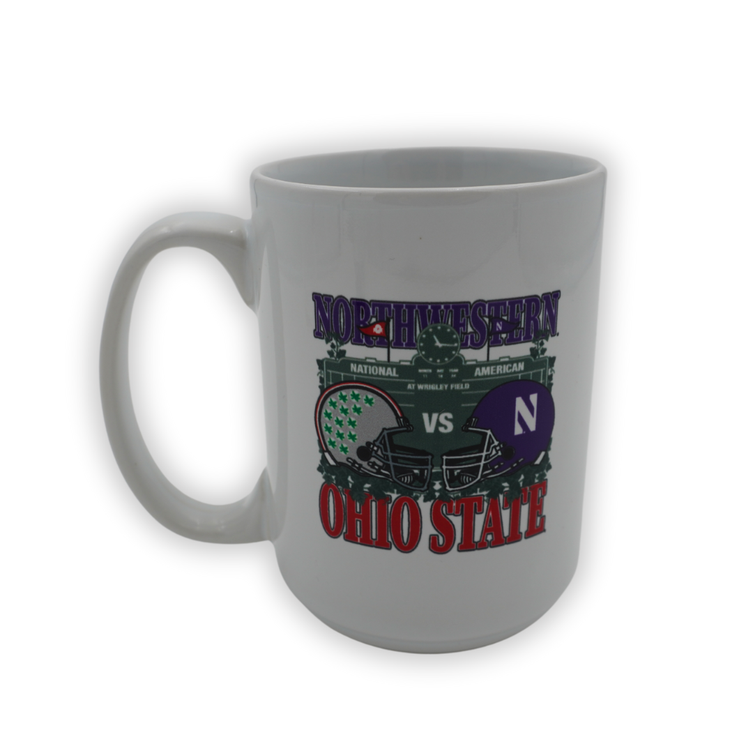 Wrigley Field Northwestern X Ohio State Dueling Helmet Coffee Mug Home & Office LOGO CHAIR