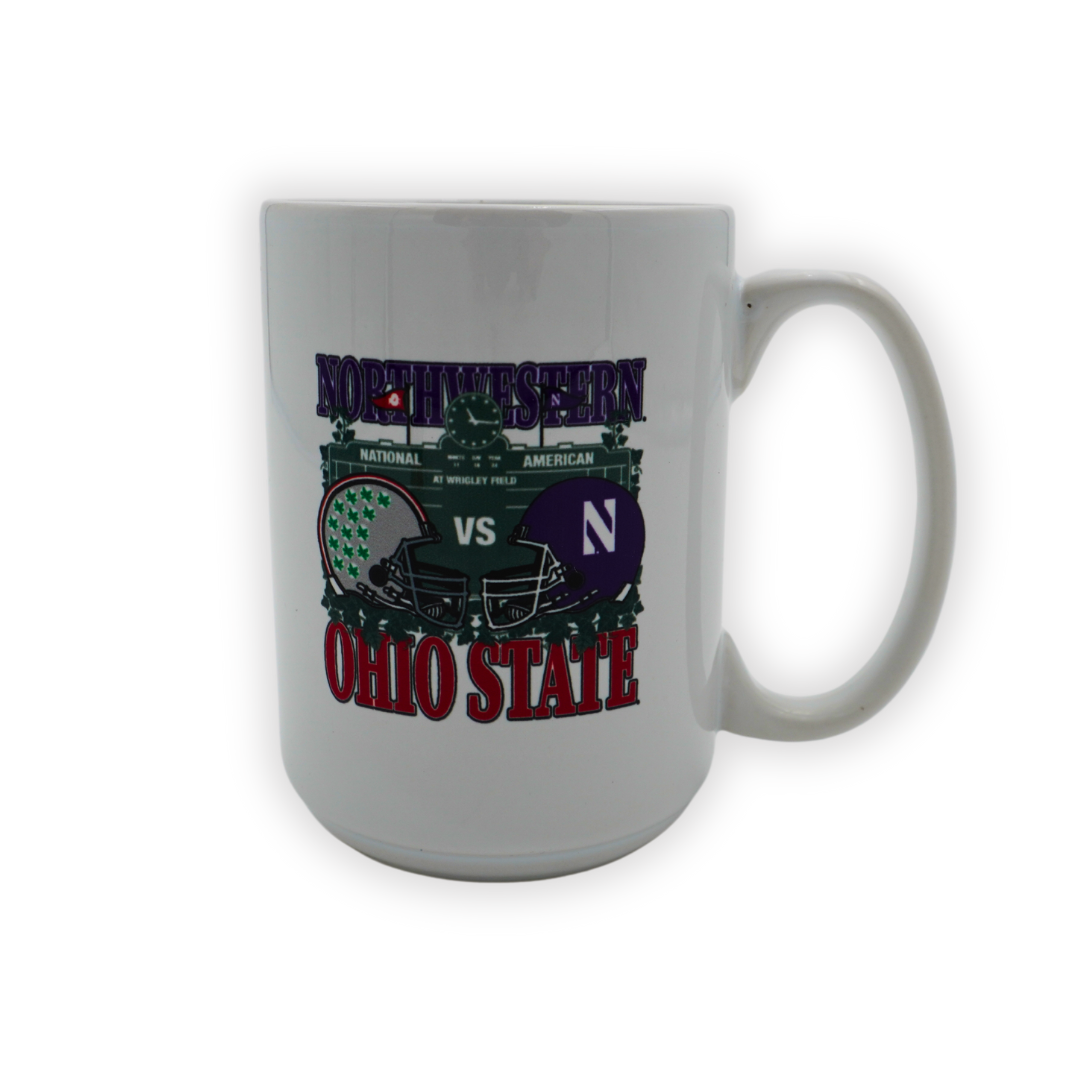 Wrigley Field Northwestern X Ohio State Dueling Helmet Coffee Mug Home & Office LOGO CHAIR