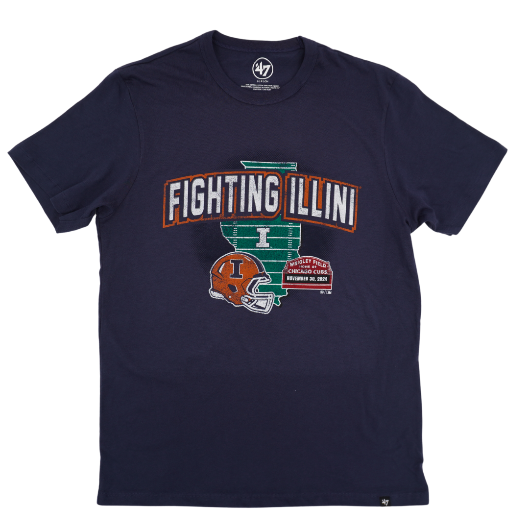 Wrigley Field X The University of Illinois Urbana-Champaign Navy Tee by 47 Brand Short Sleeve Tees 47 BRAND