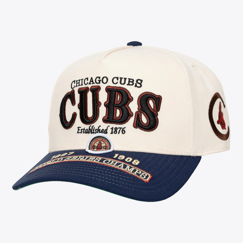Chicago Cubs World Series Champions Pro Snapback Cap in Cream by Mitchell & Ness Caps MITCHELL n NESS