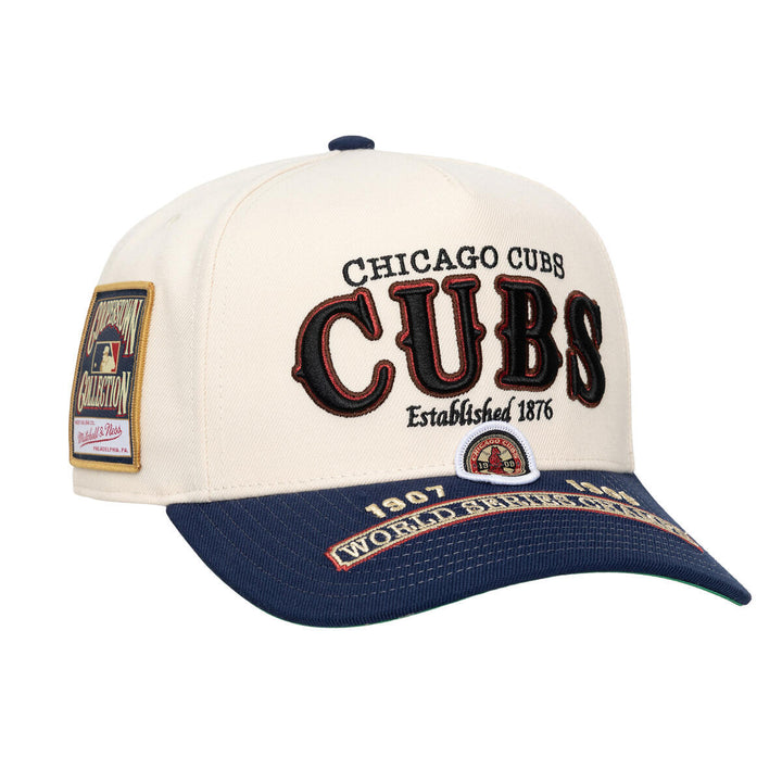 Chicago Cubs World Series Champions Pro Snapback Cap in Cream by Mitchell &amp; Ness Caps MITCHELL n NESS