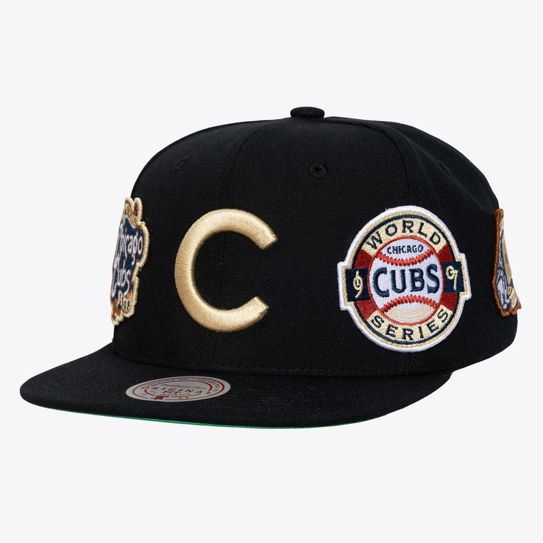 Chicago Cubs All Over Print Snapback Cap in Black by Mitchell &amp; Ness Caps MITCHELL n NESS