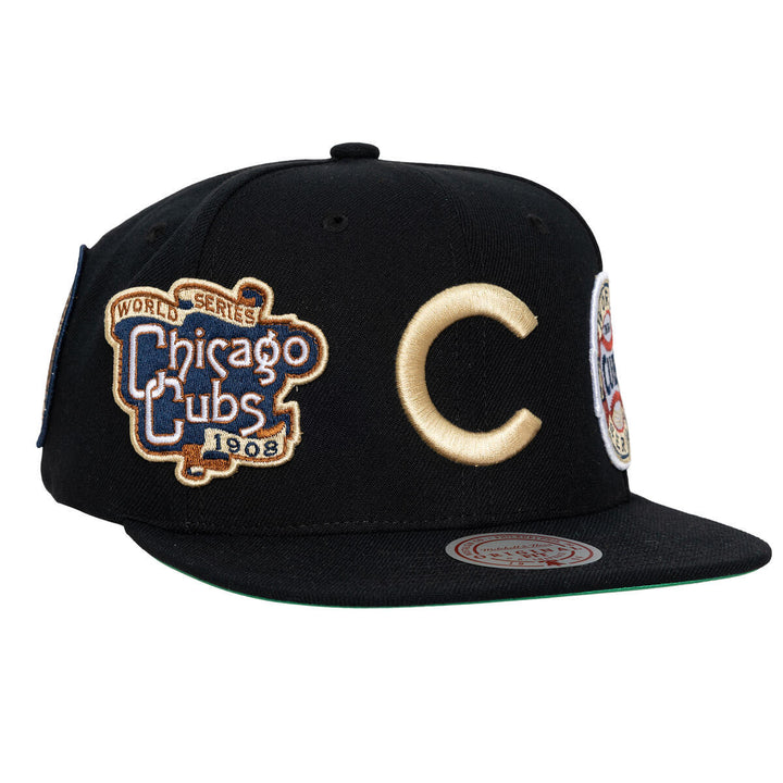 Chicago Cubs All Over Print Snapback Cap in Black by Mitchell &amp; Ness Caps MITCHELL n NESS