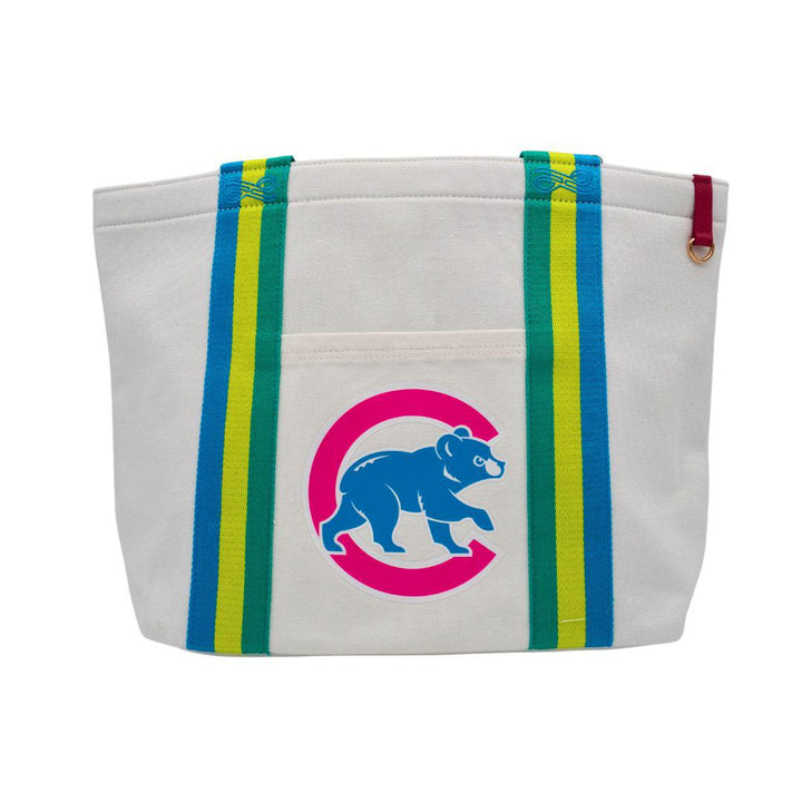 CHICAGO CUBS LUSSO WALKING BEAR CANVAS TOTE BAG